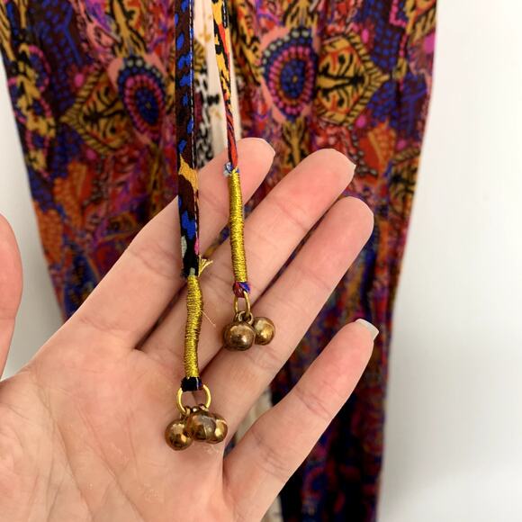 Free People Wildflower Print Maxi Slip Dress Ivory Tea Combo Boho Pink Womens - Picture 10 of 15